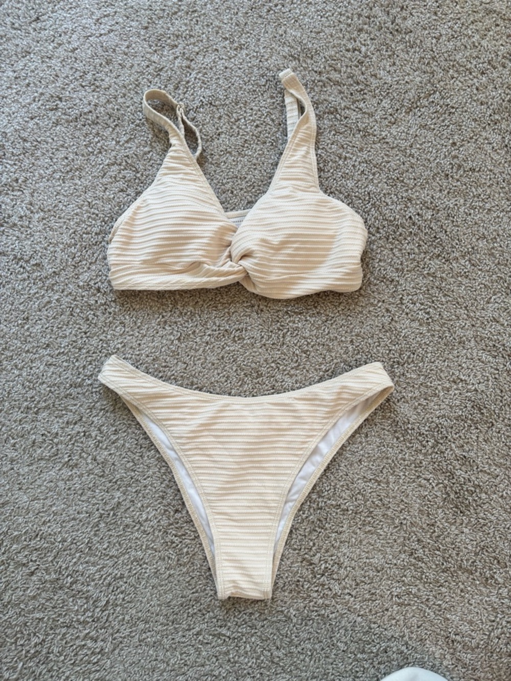 Textured Cream Bikini Set